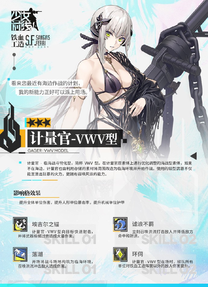 《少女前线》全新三星融合势力单位介绍：计量官-VWV型