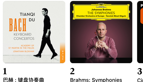 Apple Music Classical百大古典音乐周榜：中国钢琴大师杜天琪《巴赫：键盘协奏曲》专辑荣登榜首